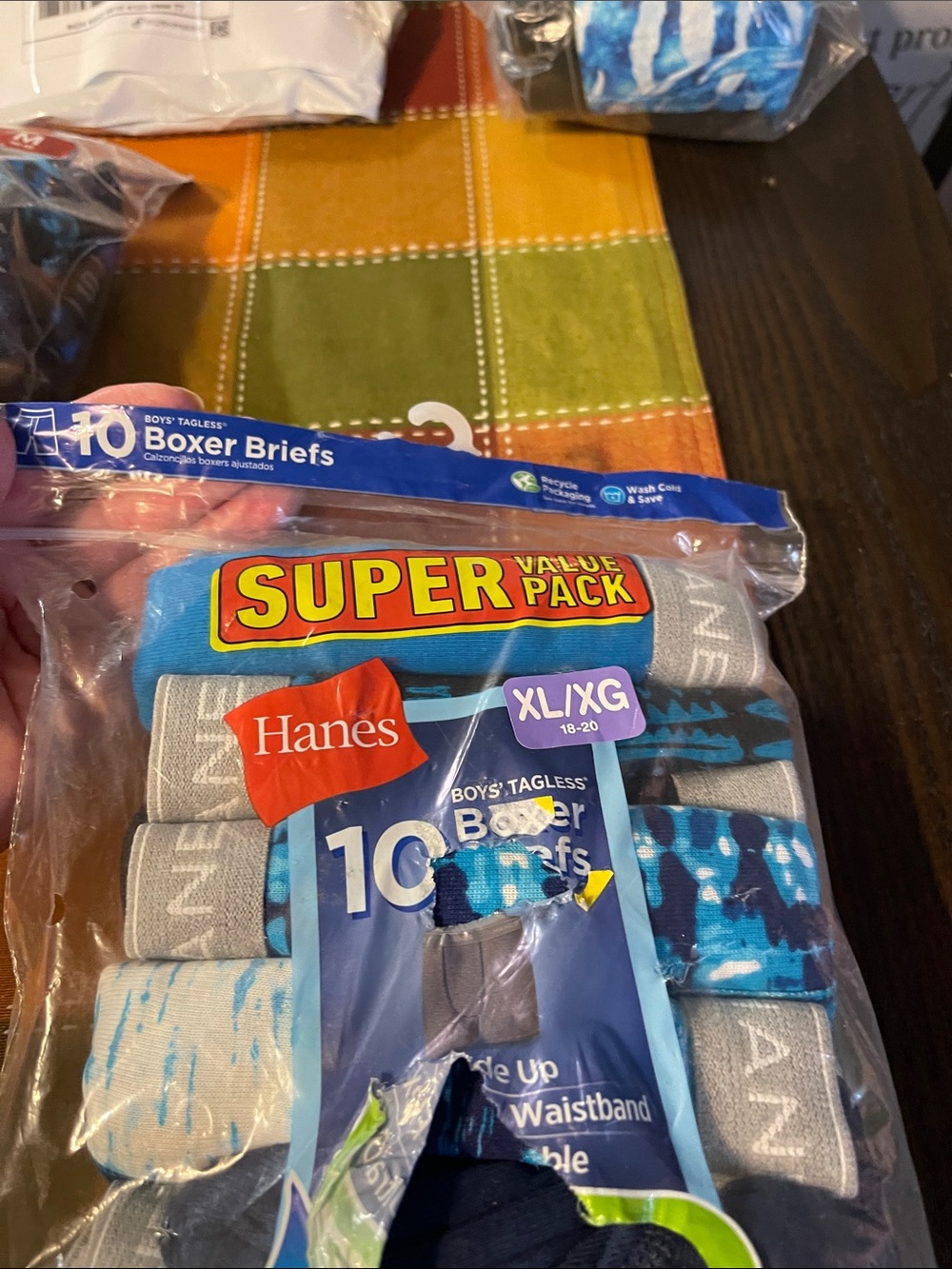 Hanes Boys Boxer Briefs Pack - Blue & Gray Variety